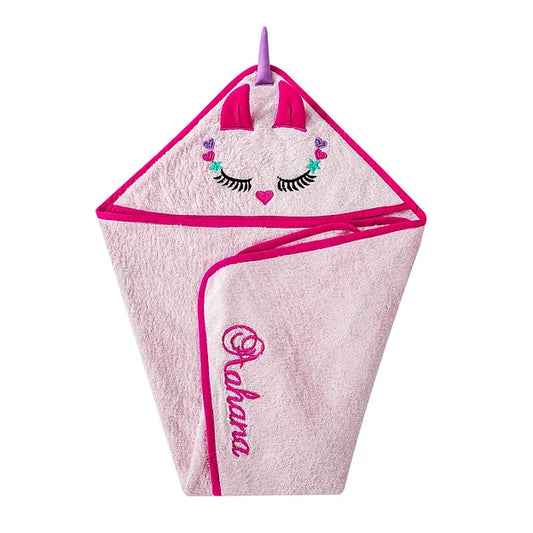 Unicorn Towel Wrap with Cap (Pink)