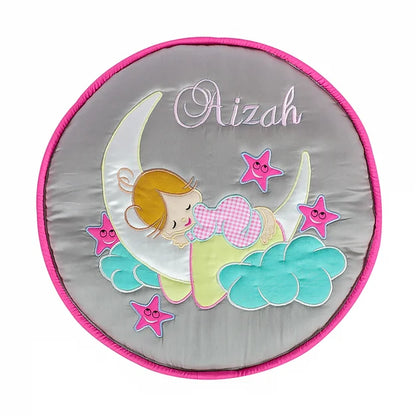 Love U to Moon Small Travel Cushion cum Quilt (Grey)