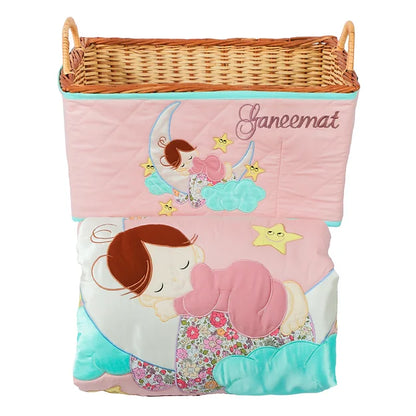 Love U to Moon Quilt-in-a-Basket (Peach)