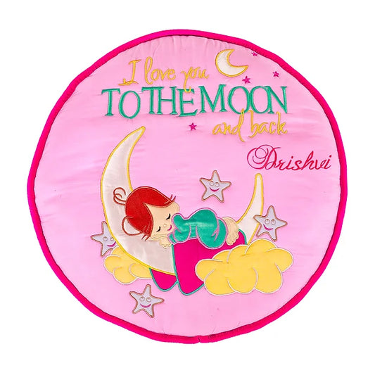 "Love U to the Moon" Travel Cushion cum Quilt (Pink)