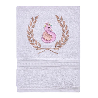 Ivy Swan Bath Towel (White and Lavender)