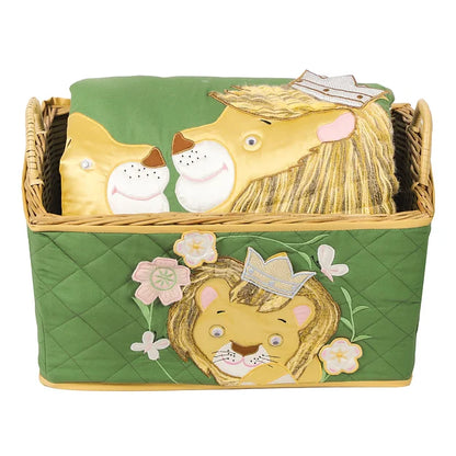 "Simba & Mufasa" Open Basket with Quilt Set (Green)