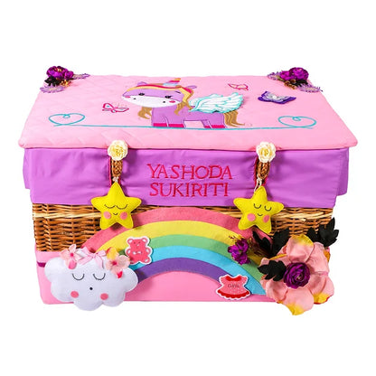 Unicorn Medium Basket with embellishments (Pink)