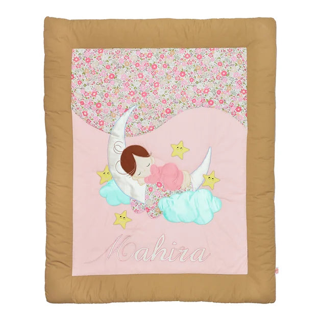 Love U to Moon Quilt-in-a-Basket (Peach)