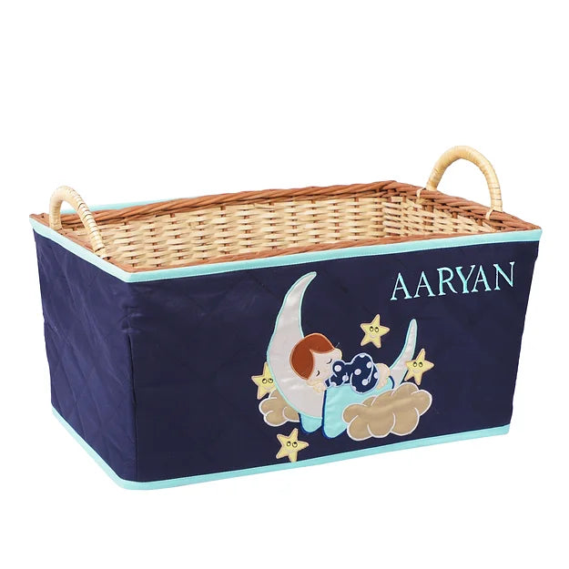 Love U to Moon Quilt-in-a-Basket (Navy Blue)