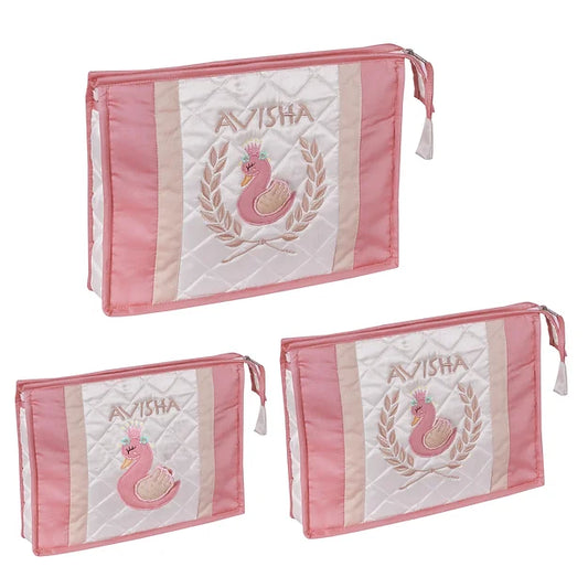 Ivy Swan 3-Pouch Set (Coral)