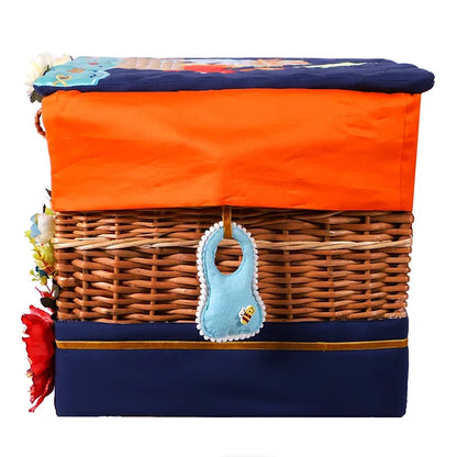 Madagascar Medium Basket with Embellishments (Navy Blue)