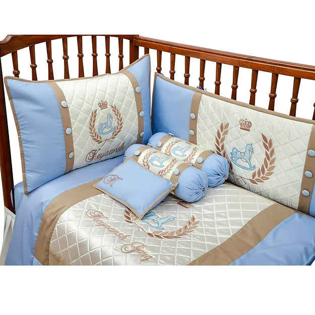 Royal Steed Cot Bedding Set (Blue)