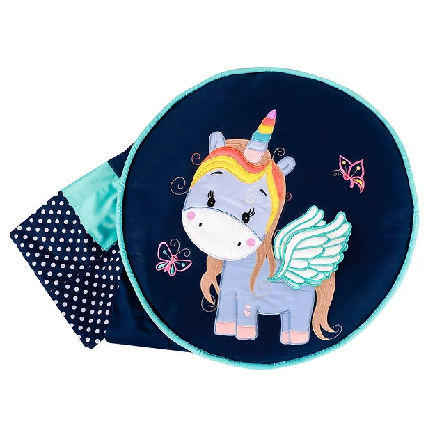 Unicorn Travel Cushion cum Quilt (Navy Blue)