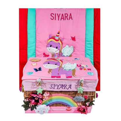 Unicorn Trunk Basket-Quilt Hamper (Pink)