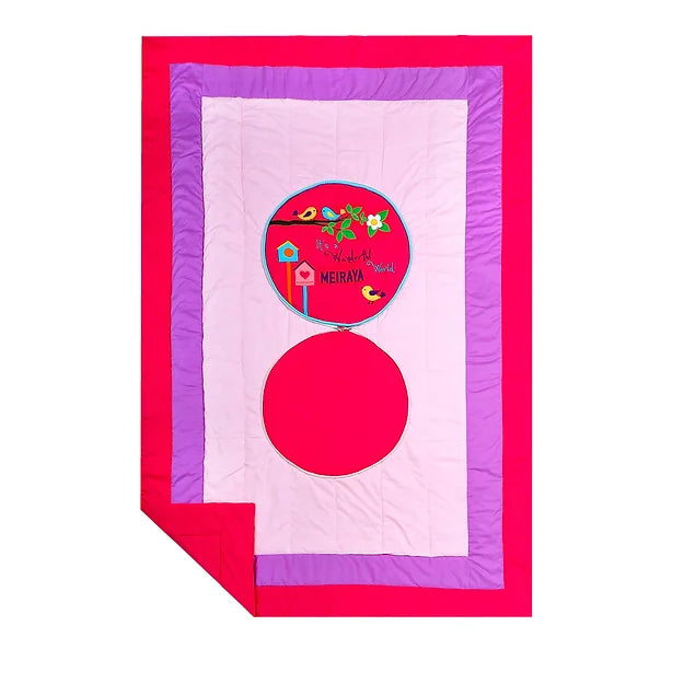 Chirping Birdies Travel Quilt (Hot Pink)