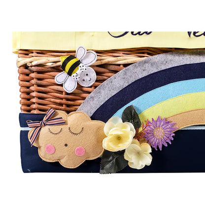 Love U to Moon Medium Basket with embellishments (Navy Blue)