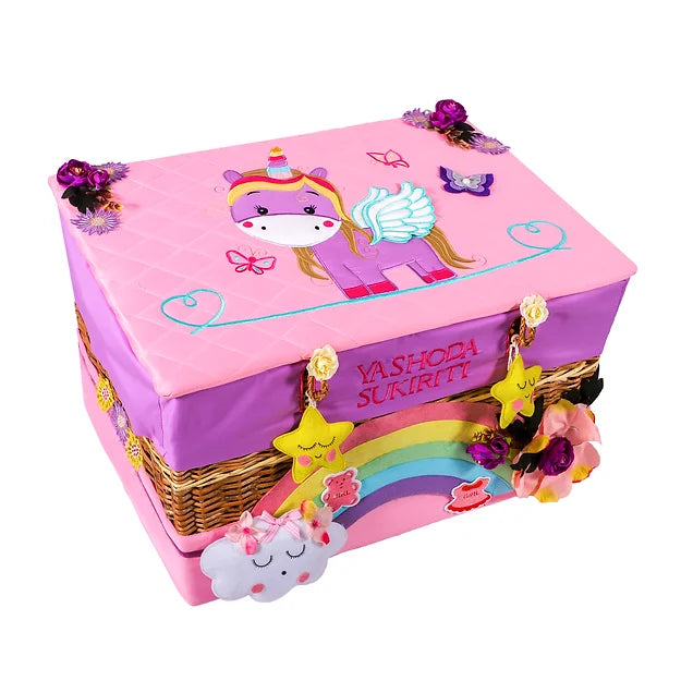 Unicorn Medium Basket with embellishments (Pink)