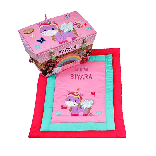 Unicorn Trunk Basket-Quilt Hamper (Pink)