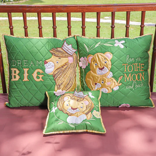 "Lion Family" Cushion Set (Green)