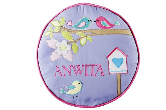 Chirping Birdies Cushion-cum-Quilt (Purple)