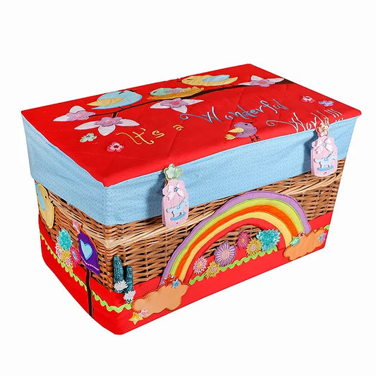 Birdies Trunk Basket with Embellishments (Red)