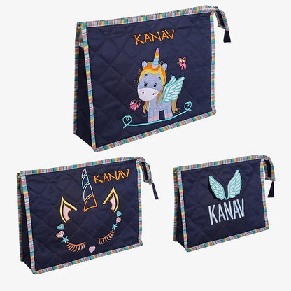 Unicorn 3-Pouch Set (Blue)