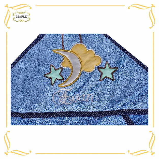"Love U to the Moon" Hooded Towel (Light Blue)