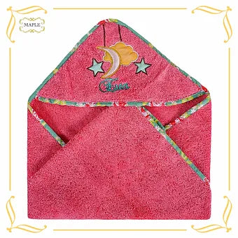 "Love U to the Moon" Hooded Towel (Pink)