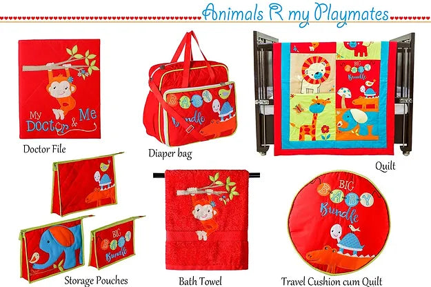 Animals R my Playmates Quilt (Red)