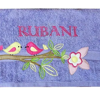 Chirping Birdies Towel (Purple)