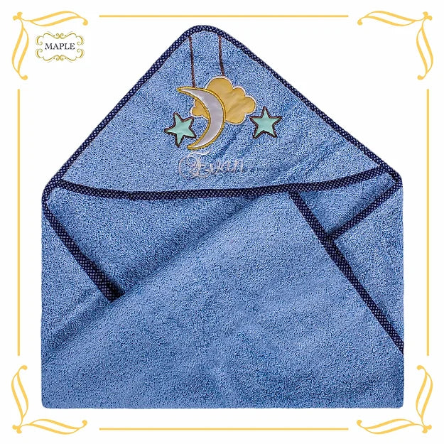 "Love U to the Moon" Hooded Towel (Light Blue)