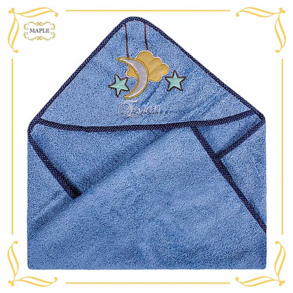 "Love U to the Moon" Hooded Towel (Light Blue)