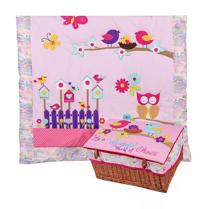 Chirping Birdies Quilt in a Basket (Yellow)