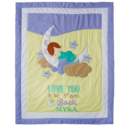 Love U to the Moon Quilt (Yellow)